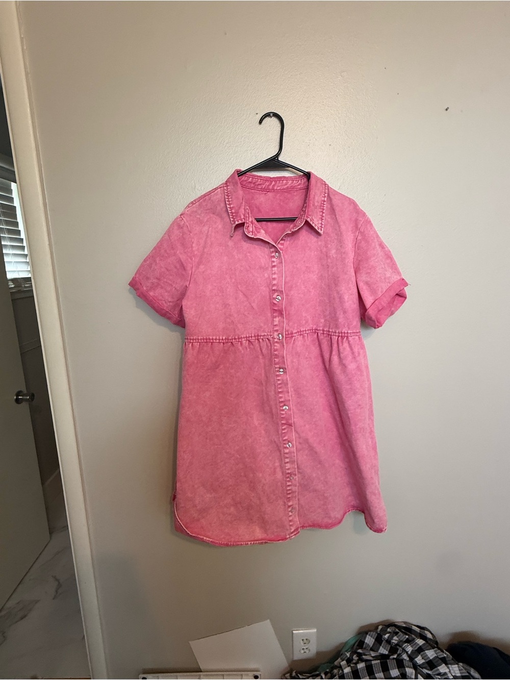 Women's Pink Button-Down Shirt Dress